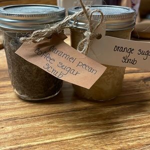 (2) Jars of handmade sugar scrub skincare gift